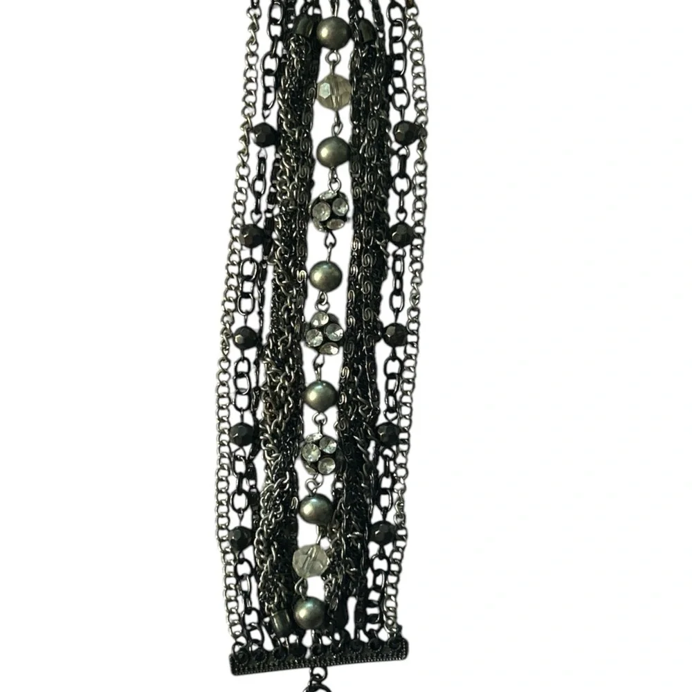 1990s Silver Crystal Art Deco Bracelet‎